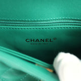 Chanel Mini Coco Top Handle Flap Bag Dark Green Caviar Light Gold Hardware