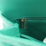 Chanel Mini Coco Top Handle Flap Bag Dark Green Caviar Light Gold Hardware