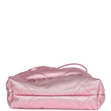 Chanel Mini 22 Bag Pink Metallic Lambskin Lacquered Metal Hardware