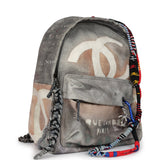 Chanel Graffiti Backpack Grey Multicolored Canvas Silver Hardware