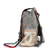Chanel Graffiti Backpack Grey Multicolored Canvas Silver Hardware