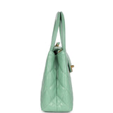 Chanel Small Kelly Shopper Light Green Shiny Aged Calfskin Brushed Gold Hardware