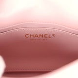 Pre-owned Chanel Mini Rectangular Flap Bag with Heart Chain Pink Lambskin Antique Gold Hardware