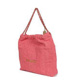 Chanel Small 22 Bag Light Red Washed Denim Gold Hardware