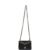 Chanel Mini Top Handle Flap Bag Black Grained Calfskin Brushed Gold Hardware