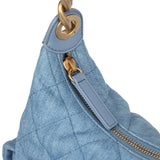 Chanel Large Cargo Hobo Bag Light Blue Washed Denim Brushed Gold Hardware