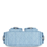 Chanel Large Cargo Hobo Bag Light Blue Washed Denim Brushed Gold Hardware