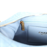Chanel Large Cargo Hobo Bag Light Blue Washed Denim Brushed Gold Hardware