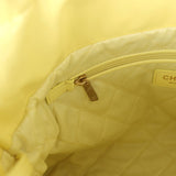 Chanel Small 22 Bag Yellow Shiny Calfskin Brushed Gold Hardware