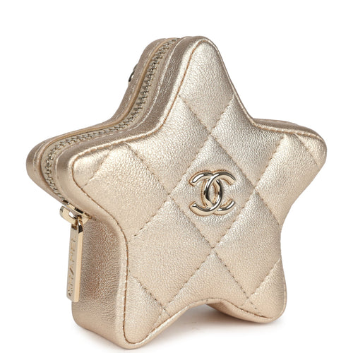 Chanel Walk Of Fame Star Clip-On Coin Purse Metallic Gold Goatskin Light Gold Hardware
