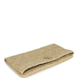 Chanel CC Woven Clutch Gold Natural Raffia Antique Gold Hardware