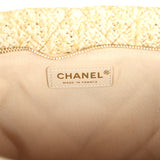 Chanel CC Woven Clutch Gold Natural Raffia Antique Gold Hardware