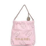 Chanel Mini 22 Bag Pink Shiny Calfskin Brushed Gold Hardware