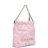 Chanel Mini 22 Bag Pink Shiny Calfskin Brushed Gold Hardware