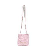 Chanel Mini 22 Bag Pink Shiny Calfskin Brushed Gold Hardware