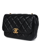 Chanel Mini Pearly Chain Flap Bag Black Lambskin Brushed Gold Hardware