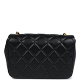 Chanel Mini Pearly Chain Flap Bag Black Lambskin Brushed Gold Hardware