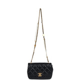 Chanel Mini Pearly Chain Flap Bag Black Lambskin Brushed Gold Hardware