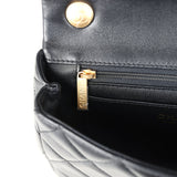 Chanel Mini Pearly Chain Flap Bag Black Lambskin Brushed Gold Hardware