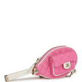 Chanel "Monte-Carlo" Mini Crossbody Tennis Bag Light Pink and White Canvas Light Gold Hardware