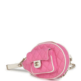 Chanel "Monte-Carlo" Mini Crossbody Tennis Bag Light Pink and White Canvas Light Gold Hardware