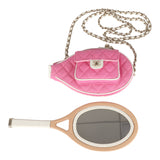 Chanel "Monte-Carlo" Mini Crossbody Tennis Bag Light Pink and White Canvas Light Gold Hardware