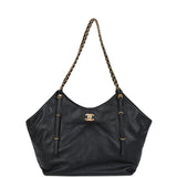 Chanel Small Coco Shopping Bag Black Calfskin Antique Gold Hardware