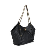 Chanel Small Coco Shopping Bag Black Calfskin Antique Gold Hardware
