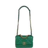 Chanel Medium 19 Flap Green Shiny Lambskin Mixed Metal Hardware