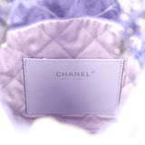 Chanel Mini 22 Bag Purple Metallic Calfskin Brushed Silver Hardware