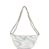 Chanel Large Coco Beach Hobo Bag in White and Blue Denim Light Gold Hardware