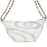 Chanel Large Coco Beach Hobo Bag in White and Blue Denim Light Gold Hardware