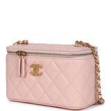 Chanel Small CC Vanity Case Light Pink Caviar Faux Pearls Brushed Gold Hardware