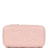 Chanel Small CC Vanity Case Light Pink Caviar Faux Pearls Brushed Gold Hardware