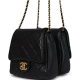 Pre-owned Chanel Twins Side Pack Black Lambskin Faux Pearls & Brushed Gold Hardware