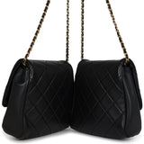 Pre-owned Chanel Twins Side Pack Black Lambskin Faux Pearls & Brushed Gold Hardware