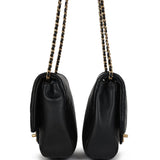 Pre-owned Chanel Twins Side Pack Black Lambskin Faux Pearls & Brushed Gold Hardware