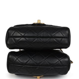 Pre-owned Chanel Twins Side Pack Black Lambskin Faux Pearls & Brushed Gold Hardware