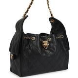 Chanel Small 25 Hobo Bag Black Caviar Antique Gold Hardware