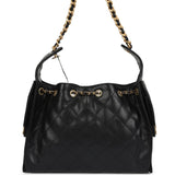 Chanel Small 25 Hobo Bag Black Caviar Antique Gold Hardware