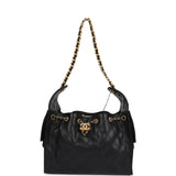 Chanel Small 25 Hobo Bag Black Caviar Antique Gold Hardware