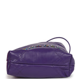 Chanel Mini 22 Bag Dark Purple Lambskin Rainbow Hardware