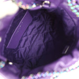 Chanel Mini 22 Bag Dark Purple Lambskin Rainbow Hardware