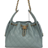Chanel Small 25 Hobo Bag Green Caviar Antique Gold Hardware