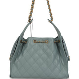 Chanel Small 25 Hobo Bag Green Caviar Antique Gold Hardware