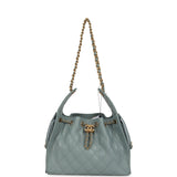Chanel Small 25 Hobo Bag Green Caviar Antique Gold Hardware