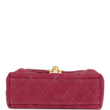 Chanel Nano Kelly Shopper Fuchsia Washed Denim Brushed Gold Hardware