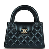 Chanel Small Kelly Shopper Metallic Blue Calfskin Brushed Gold Hardware