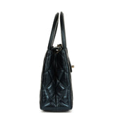 Chanel Small Kelly Shopper Metallic Blue Calfskin Brushed Gold Hardware