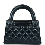 Chanel Small Kelly Shopper Metallic Blue Calfskin Brushed Gold Hardware